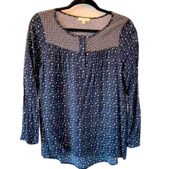 Kori Navy Floral Peasant Blouse - S - Picture 1 of 5